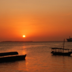 Sunset over the Indian Ocean from Stone Town, Zanzibar.